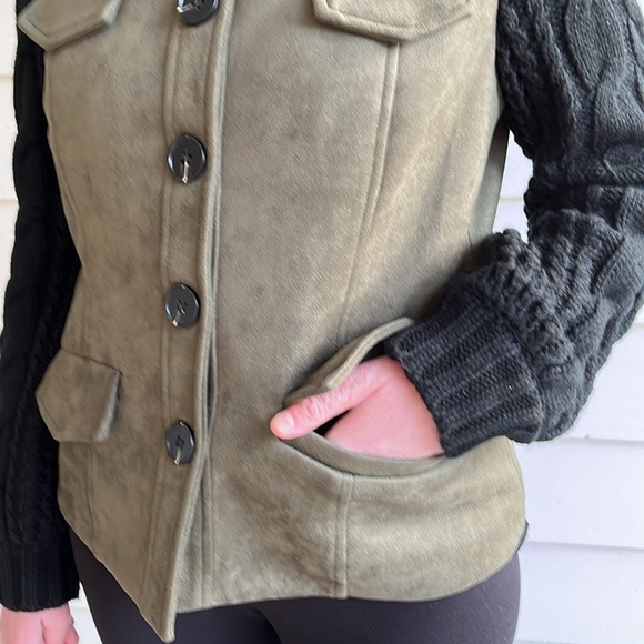 Fate Faux Suede Sweater Moto Jacket Cardi Size M Medium Cardigan - Picture 4 of 16